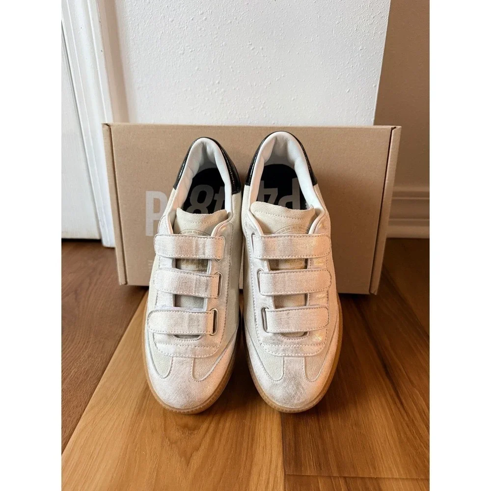P448 Womens Monza‎ Low Top Sneakers Cream Thai Leather Made in Italy Size 42
